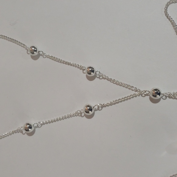 Elegant Polished Silver Tone Beads Fringe Long Necklace, Women's Fashion Jewelry - Picture 4 of 7